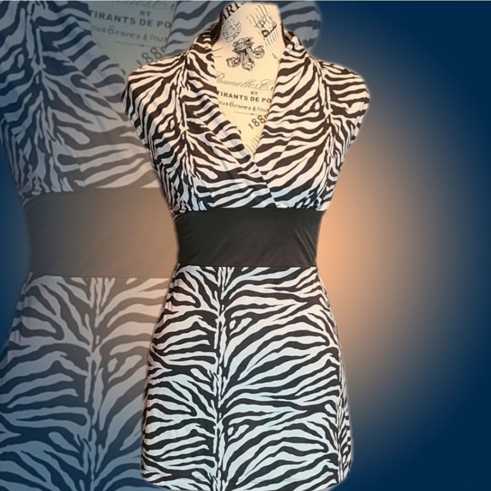 Michael F. Zebra Print Tunic Top